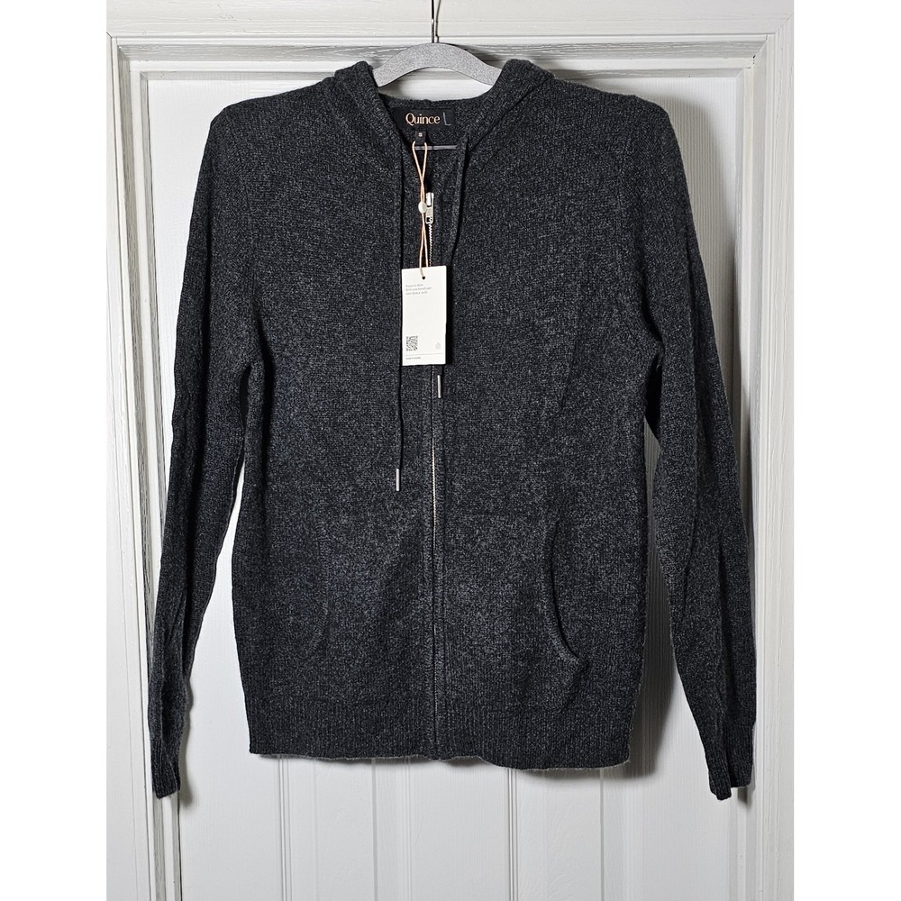 Quince Women's Mongolian Cashmere Full-Zip Hoodie Size Small Charcoal Gray NWT
